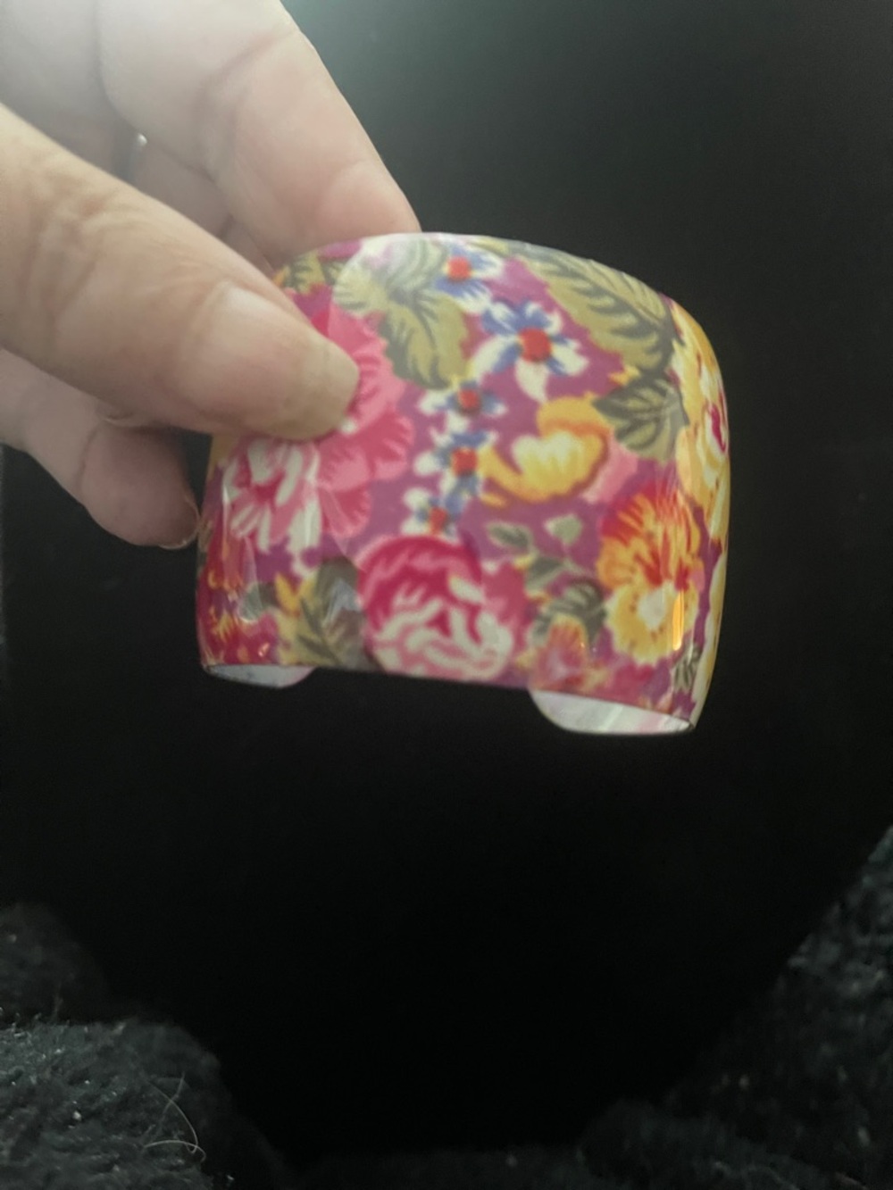 Floral Pink Multicolor metal Cuff Bracelet